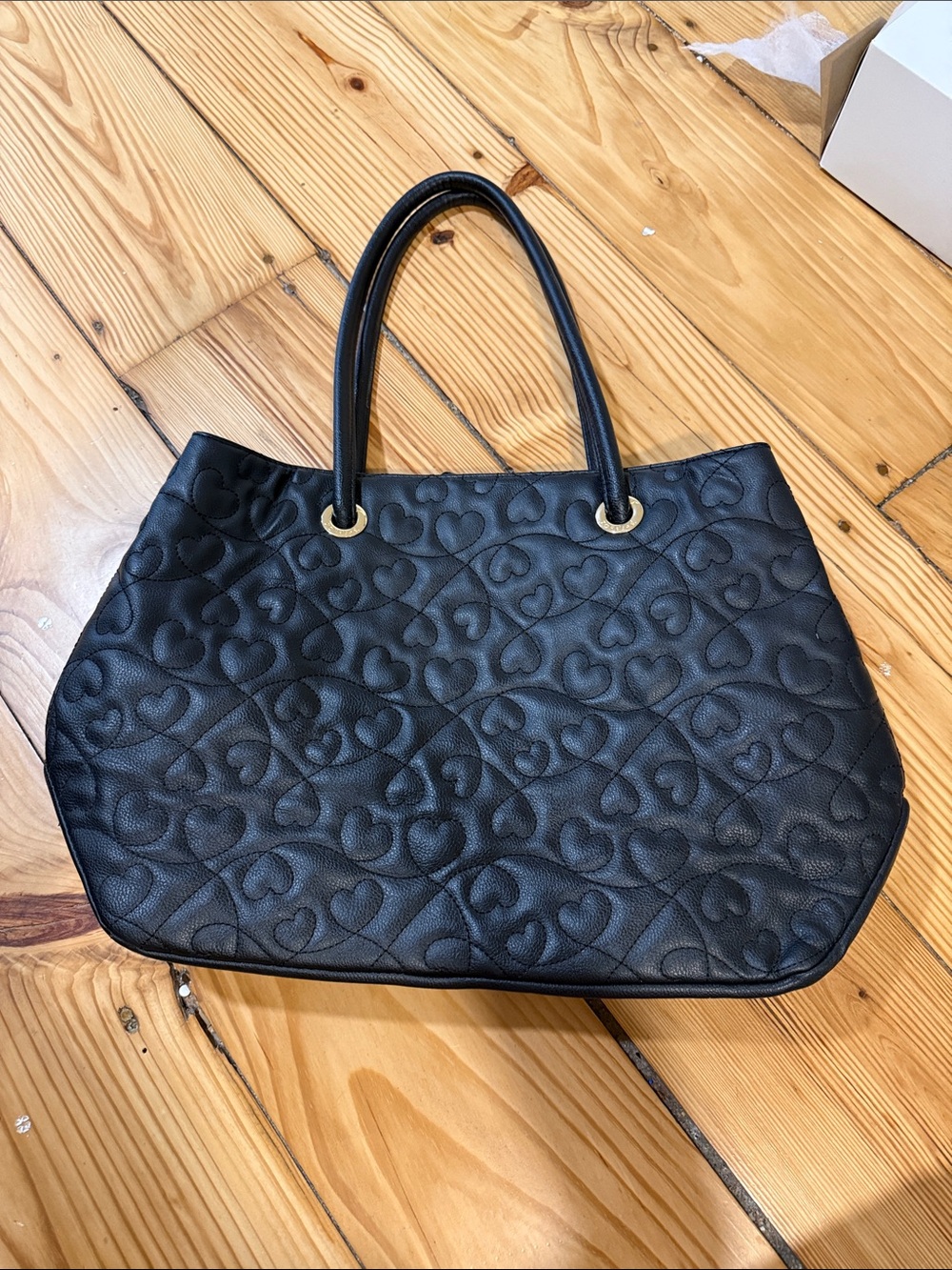 Betsy Johnson  Black Quilted Heart Tote Bag